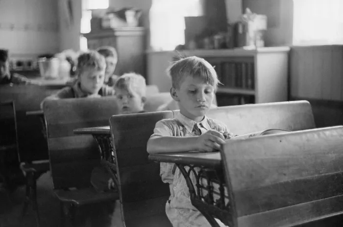 Framed Print : Young boys at their desks in a rural Wisconsin school. Sept. 1939