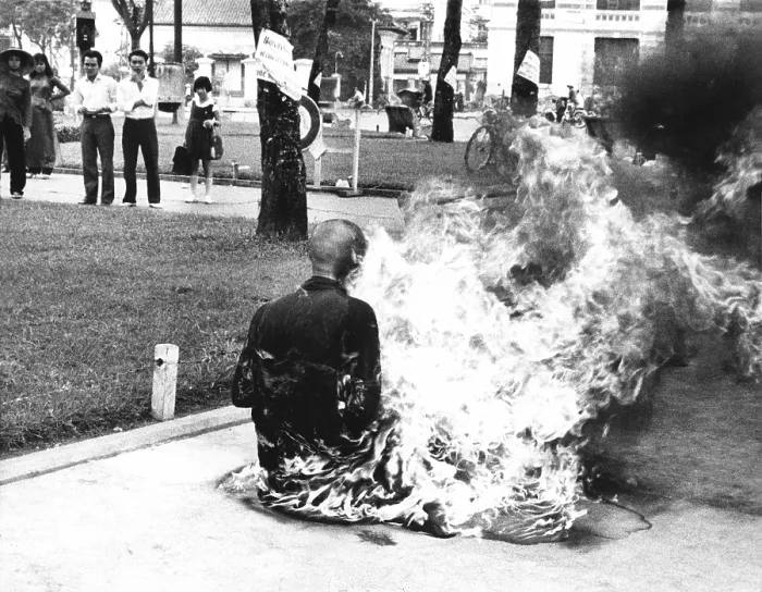 Framed Print : A young Buddhist monk burned himself to death in Saigon's Market Square, to protest the government's religious policies. 1963. Courtesy: CSU Archives  /  Everett Collection