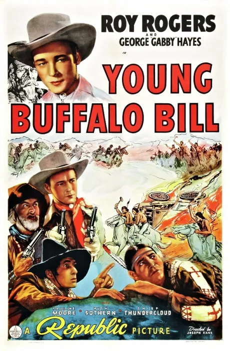 Framed Print : YOUNG BUFFALO BILL, top left: Roy Rogers, bottom from left: George Gabby Hayes, Roy Rogers, 1940