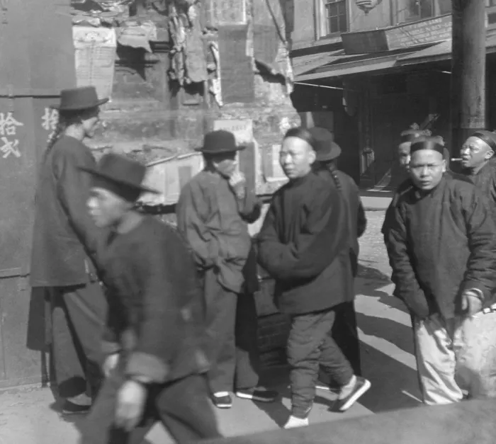 Framed Print : Young Chinese-American men walking on sidewalk in San Franciscos Chinatown. The Arnold Genthe photo is titled, Loafers and is dated between 1896 and 1906 (BSLOC_2018_1_47) Framed Print : Young Chinese-American men walking on sidewalk in San Franciscos Chinatown. The Arnold Genthe photo is titled, Loafers and is dated between 1896 and 1906 (BSLOC_2018_1_47)