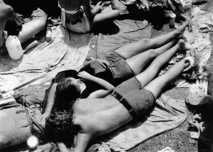 Framed Print : Young couple sleeps at their campsite at the Watkin's Glen Summer Jam