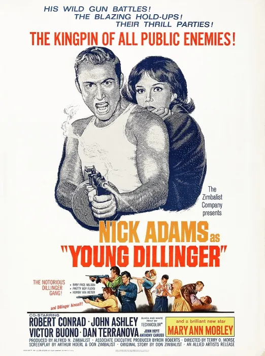 Framed Print : YOUNG DILLINGER, US poster art, from left: Nick Adams, Mary Ann Mobley, 1965
