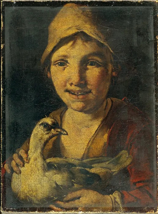 Framed Print : Young Farmer with Fowl, probably by Giacomo Francesco Cipper also called Todeschini, ca Framed Print : Young Farmer with Fowl, probably by Giacomo Francesco Cipper also called Todeschini, ca