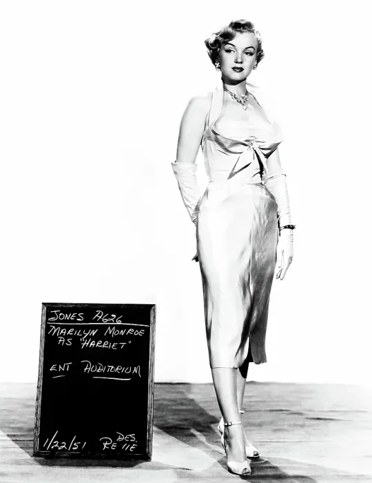 Framed Print : AS YOUNG AS YOU FEEL, Marilyn Monroe, wardrobe test for a dress by Renie, January 22, 1951, TM and Copyright 20th Century Fox Film Corp