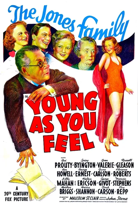 Framed Print : YOUNG AS YOU FEEL, US poster, Jed Prouty (eyeglasses), June Carlson (far left, far right), 1940. TM and copyright 20th Century Fox Film Corp Framed Print : YOUNG AS YOU FEEL, US poster, Jed Prouty (eyeglasses), June Carlson (far left, far right), 1940. TM and copyright 20th Century Fox Film Corp