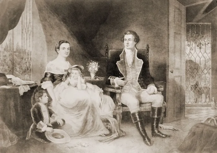 Framed Print : Young George Washington courting the wealthy widow, Martha Dandridge Custis