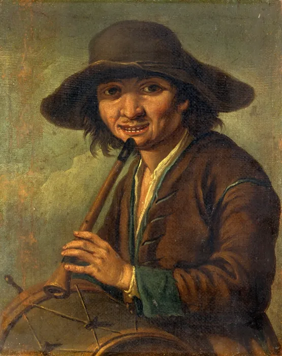 Framed Print : Young Herder with Fife and Drum, by Unknown Lombard Artist, 18th Century, oil on canvas - Italy, Lombardy, Milan, Castello Sforzesco, Civic Collection of Ancient Art
