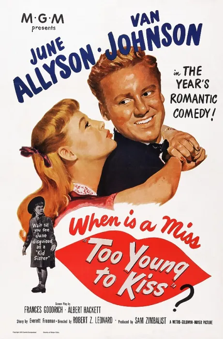 Framed Print : TOO YOUNG TO KISS, US poster art, from left: June Allyson, Van Johnson, 1951