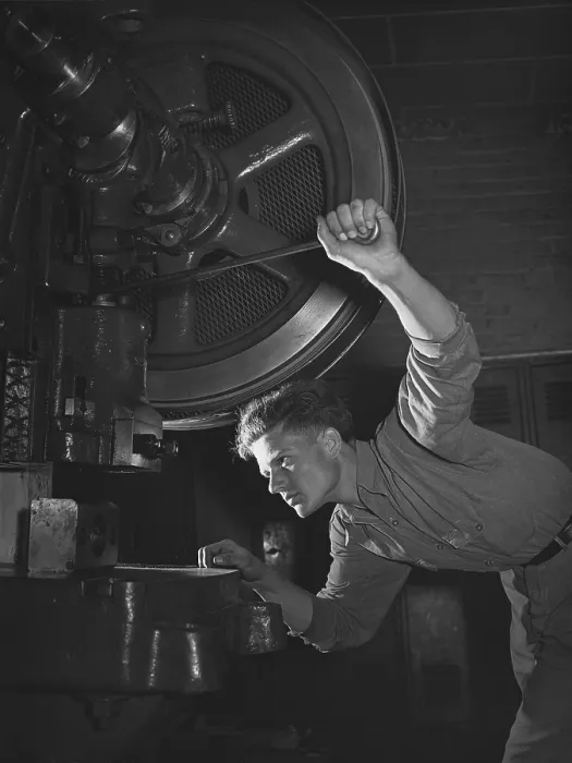 Framed Print : Young man training for war work at a high school in Knoxville, Tennessee