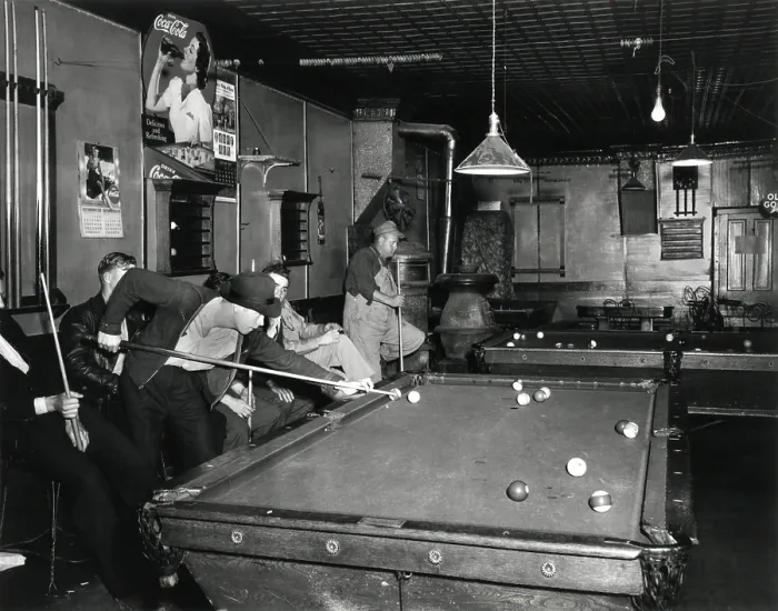 Framed Print : Young men playing pool on a weeknight in Shelby County, Iowa. May 1941. (BSLOC_2013_8_107) Framed Print : Young men playing pool on a weeknight in Shelby County, Iowa. May 1941. (BSLOC_2013_8_107)