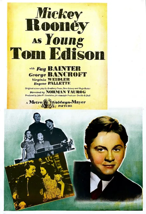 Framed Print : YOUNG TOM EDISON, US poster, bottom from left: Mickey Rooney, Virginia Weidler, Mickey Rooney, 1940