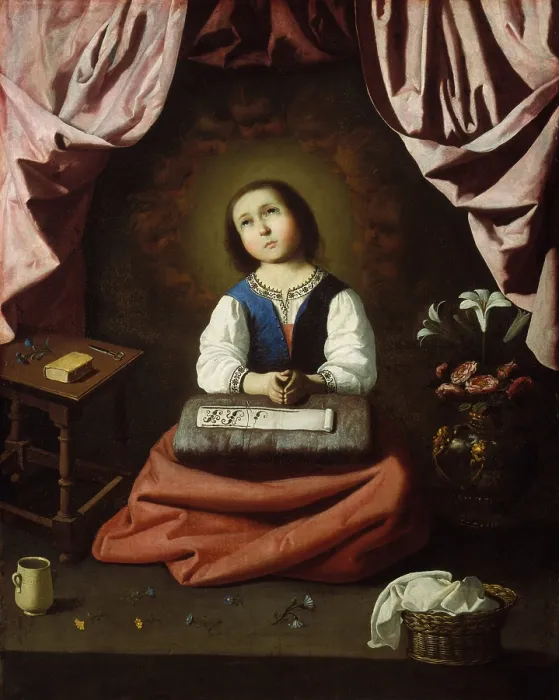 Framed Print : THE YOUNG VIRGIN, by Francisco de Zurbaran, 1632-1633, Spanish painting, oil on canvas