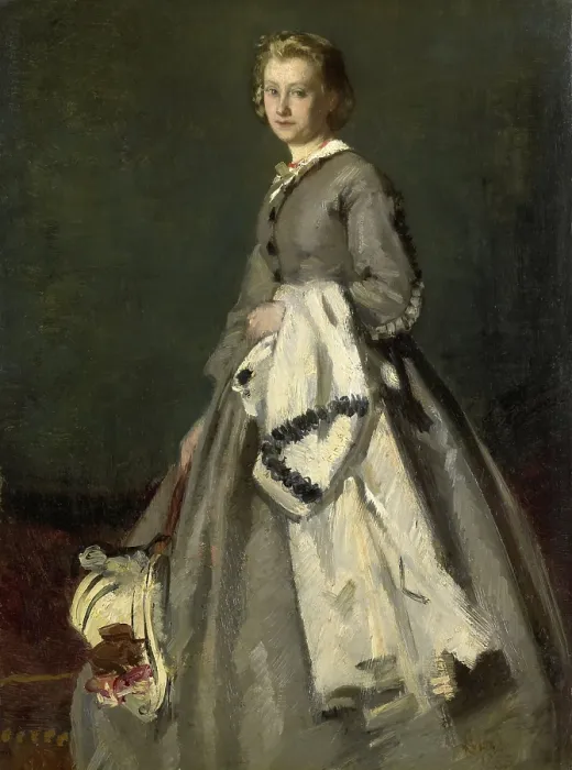 Framed Print : A Young Woman, by August Allebe, 1863, Dutch painting, oil on panel. Subject stands with a clock over her arm and a floral adorned hat (BSLOC_2016_2_53) Framed Print : A Young Woman, by August Allebe, 1863, Dutch painting, oil on panel. Subject stands with a clock over her arm and a floral adorned hat (BSLOC_2016_2_53)