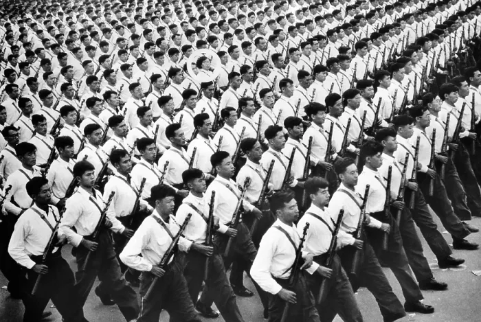 Framed Print : One young woman soldier (circled) marches among hundreds of men during a parade in in Communist China. Oct. 27, 1961. (CSU_ALPHA_1378) CSU Archives / Everett Collection