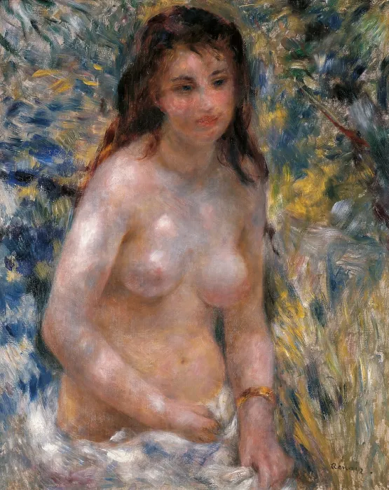 Framed Print : Young Woman in the Sun, or Study, Torso, Sunlight, by Pierre-Auguste Renoir, 1876, 19th Century, oil on canvas - France, Paris, Muse d'Orsay. Whole artwork view