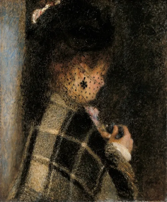 Framed Print : Young Woman with a Veil, by Pierre-Auguste Renoir, 1875, 19th Century, oil on canvas - France, Paris, Muse d'Orsay. Whole artwork view