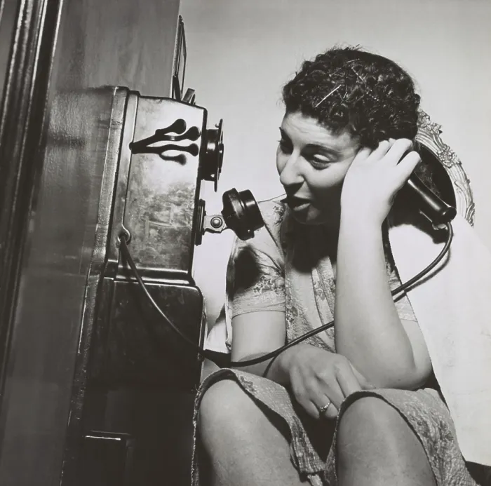 Framed Print : Young women on the public telephone installed in a Washington, D.C. boardinghouse. Jan. 1943. (BSLOC_2014_13_168) Framed Print : Young women on the public telephone installed in a Washington, D.C. boardinghouse. Jan. 1943. (BSLOC_2014_13_168)
