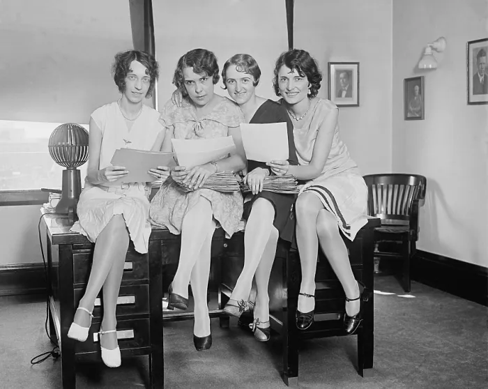 Framed Print : Four young women who work in the Aeronautic Division of the Dept. of Commerce. Sept. 9, 1929. (BSLOC_2015_16_227) Framed Print : Four young women who work in the Aeronautic Division of the Dept. of Commerce. Sept. 9, 1929. (BSLOC_2015_16_227)