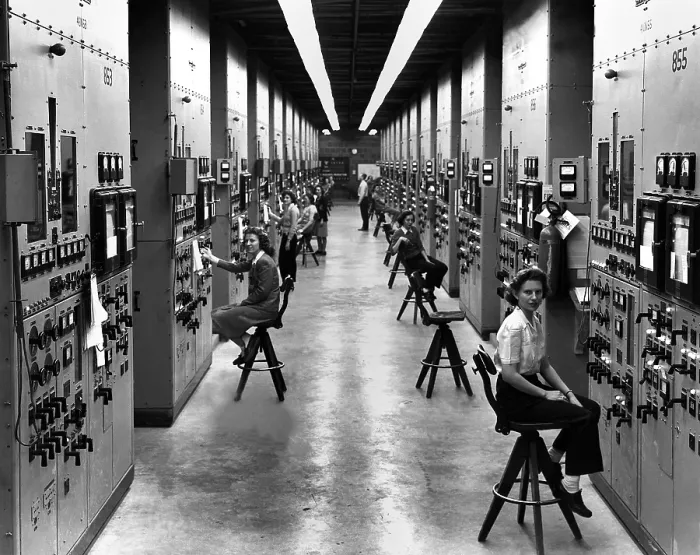 Framed Print : Young women, working as technicians in the Y-12 Plant at Oak Ridge during the Manhattan Project