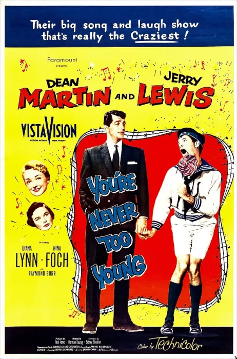 Framed Print : YOU'RE NEVER TOO YOUNG, US from top left: Nina Foch, Diana Lynn, Dean Martin, Jerry Lewis, 1955 Framed Print : YOU'RE NEVER TOO YOUNG, US from top left: Nina Foch, Diana Lynn, Dean Martin, Jerry Lewis, 1955