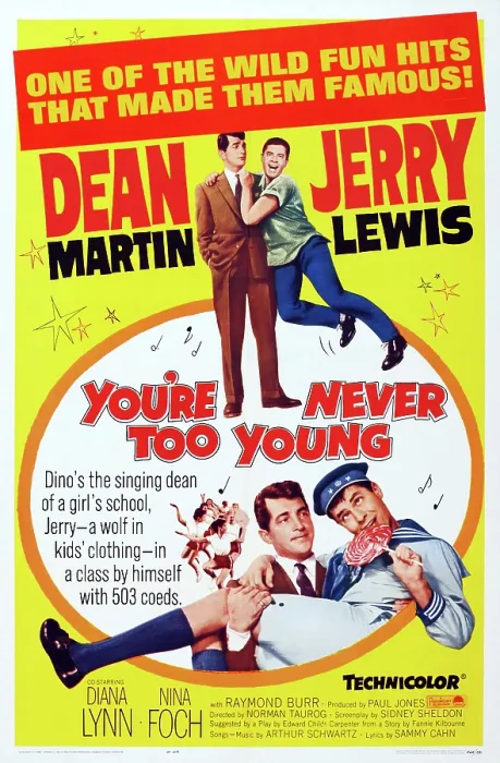Framed Print : YOU'RE NEVER TOO YOUNG, US poster art, from left: Dean Martin, Jerry Lewis, 1955 Framed Print : YOU'RE NEVER TOO YOUNG, US poster art, from left: Dean Martin, Jerry Lewis, 1955