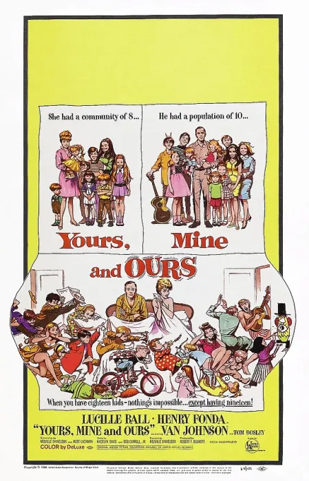 Framed Print : YOURS, MINE AND OURS, US poster art, bottom center: Henry Fonda, Lucille Ball, 1968