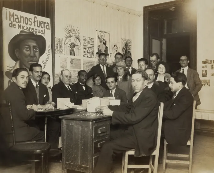Framed Print : Youth Communist League with members of the Manos fuera de Nicaragua! Committee (Hands Off Nicaragua Committee), sitting around a desk in 1928 Framed Print : Youth Communist League with members of the Manos fuera de Nicaragua! Committee (Hands Off Nicaragua Committee), sitting around a desk in 1928