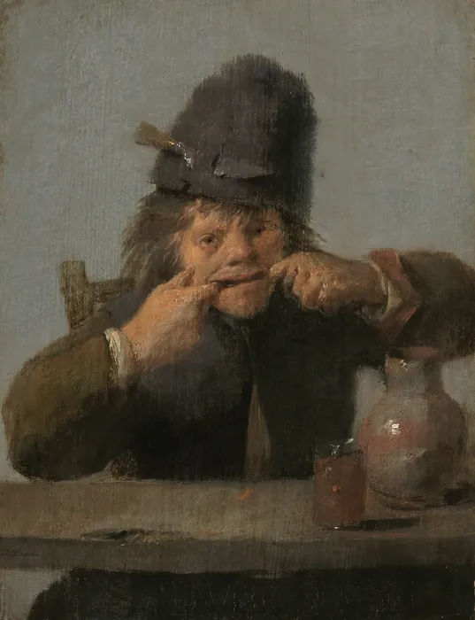 Framed Print : Youth Making a Face, by Adriaen Brouwer, 1632-35, Flemish painting, oil on panel. An uncouth rustic youth is depicted in 17th-century Netherlandish realism at it's earthiest Framed Print : Youth Making a Face, by Adriaen Brouwer, 1632-35, Flemish painting, oil on panel. An uncouth rustic youth is depicted in 17th-century Netherlandish realism at it's earthiest