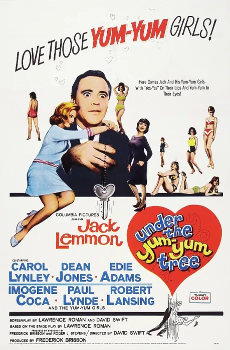 Framed Print : UNDER THE YUM YUM TREE, US poster art, top, first, second and third from left: Carol Lynley, Jack Lemmon, Edie Adams, 1963