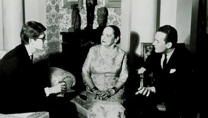 Framed Print : Yves Saint Laurent, with Madame Helena Rubinstein and Patrick O'Higgins, 1958.. Courtesy: CSU Archives / Everett Collection Framed Print : Yves Saint Laurent, with Madame Helena Rubinstein and Patrick O'Higgins, 1958.. Courtesy: CSU Archives / Everett Collection