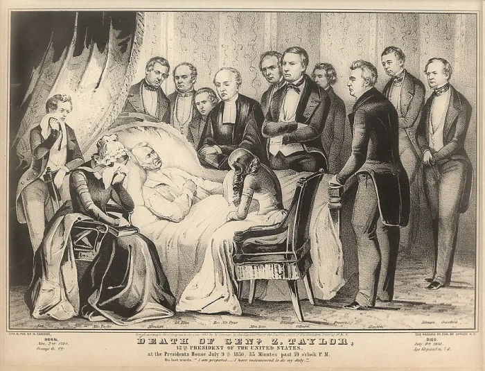 Framed Print : Zachary Taylor. Death of President Zachary Taylor. Taylor on his death bed, in the White House, July, 1850 Framed Print : Zachary Taylor. Death of President Zachary Taylor. Taylor on his death bed, in the White House, July, 1850