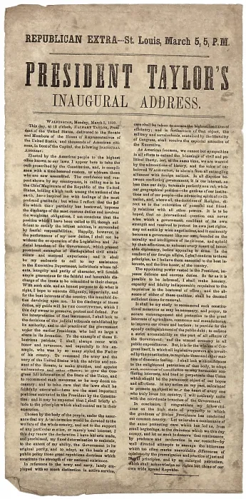 Framed Print : Zachary Taylor. Inaugural address of Zachary Taylor 12th president of the United States. March 4th, 1849 Framed Print : Zachary Taylor. Inaugural address of Zachary Taylor 12th president of the United States. March 4th, 1849