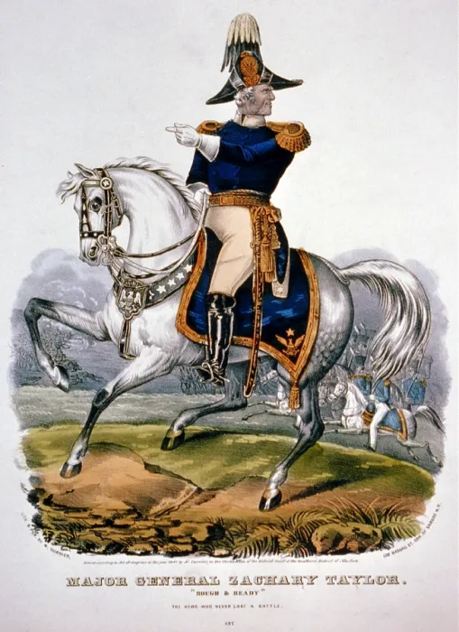 Framed Print : Zachary Taylor, 'rough & ready'. Major General of the Mexican-American War. hand-colored lithograph, ca. 1847 Framed Print : Zachary Taylor, 'rough & ready'. Major General of the Mexican-American War. hand-colored lithograph, ca. 1847