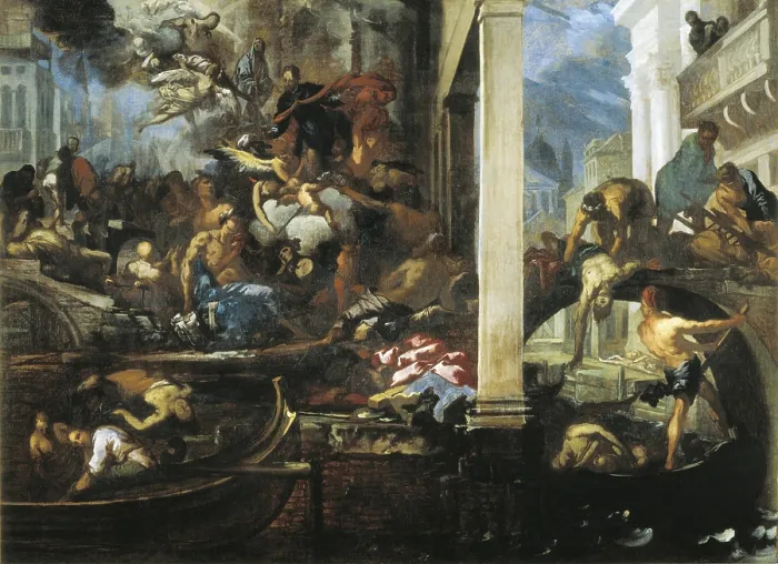 Framed Print : ZANCHI, Antonio (1631-1722). Death in Venice. 1666. Baroque art. Oil on canvas. AUSTRIA. Vienna. Kunsthistorisches Museum Vienna (Museum of Art History)