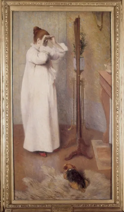 Framed Print : ZANDOMENEGHI, Federico (1841-1917). Il ricciolo (la toilette). 1894-1910. Impressionism. Oil on canvas. ITALY. Milan. Pinacotheca of Brera Framed Print : ZANDOMENEGHI, Federico (1841-1917). Il ricciolo (la toilette). 1894-1910. Impressionism. Oil on canvas. ITALY. Milan. Pinacotheca of Brera