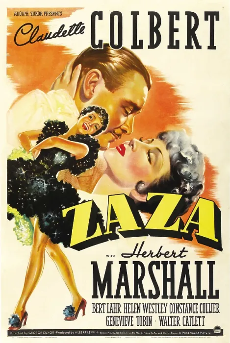 Framed Print : ZAZA, foreground: Claudette Colbert, background from left: Herbert Marshall, Claudette Colbert, 1939