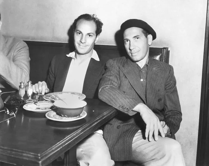 Framed Print : Zeppo and Chico Marx at the Brown Derby, where many Hollywood film stars have lunch. August 29, 1932. (CSU_2015_11_1250)