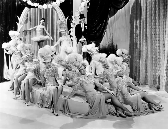 Framed Print : ZIEGFELD FOLLIES, top, from left, Cyd Charisse, Fred Astaire, 1945