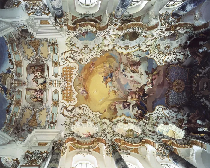 Framed Print : ZIMMERMANN, Johann Baptist (1680-1758); ZIMMERMANN, Dominikus (1685-1766). Pilgrimage Church of Wies. 1745-1754. GERMANY. Wies. Pilgrimage Church