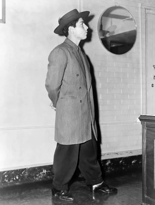 Framed Print : Zoot Suit. Frank Tellez models a zoot suit. Los Angeles, June 11, 1943