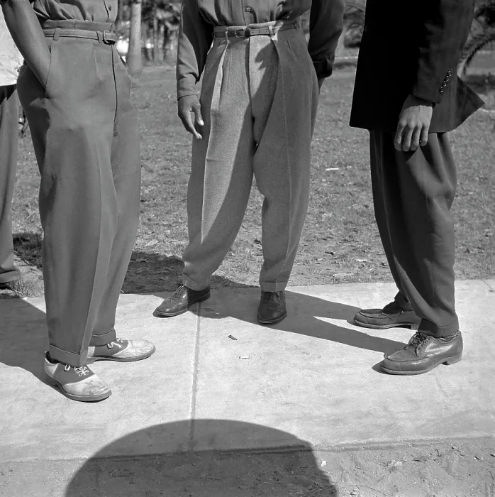 Framed Print : The Zoot Suit styled trousers, called tramas, of three African American college students at Bethune-Cookman College Framed Print : The Zoot Suit styled trousers, called tramas, of three African American college students at Bethune-Cookman College