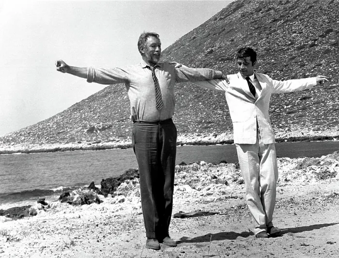 Framed Print : ZORBA THE GREEK, Anthony Quinn, Alan Bates, 1964. TM and Copyright (c) 20th Century Fox Film Corp. All rights reserved. Courtesy: Everett Collection