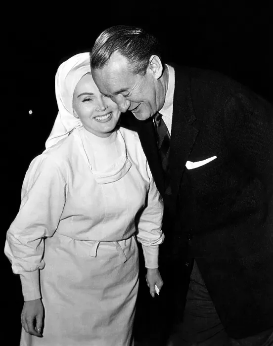 Framed Print : Zsa Zsa Gabor recieves a surprise visit from ex-husband George Sanders on the set of THE SECRET DIARY OF JOSEPH STALIN'.CSU Archives / Everett Collection