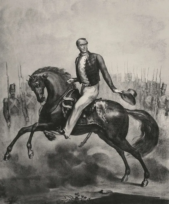 Framed Print : ZURBANO, Martn (1788-1845). Spain. First Carlist War. Martn Zurbano on horseback in the battlefront. Engraving. SPAIN. Madrid. National Library Framed Print : ZURBANO, Martn (1788-1845). Spain. First Carlist War. Martn Zurbano on horseback in the battlefront. Engraving. SPAIN. Madrid. National Library
