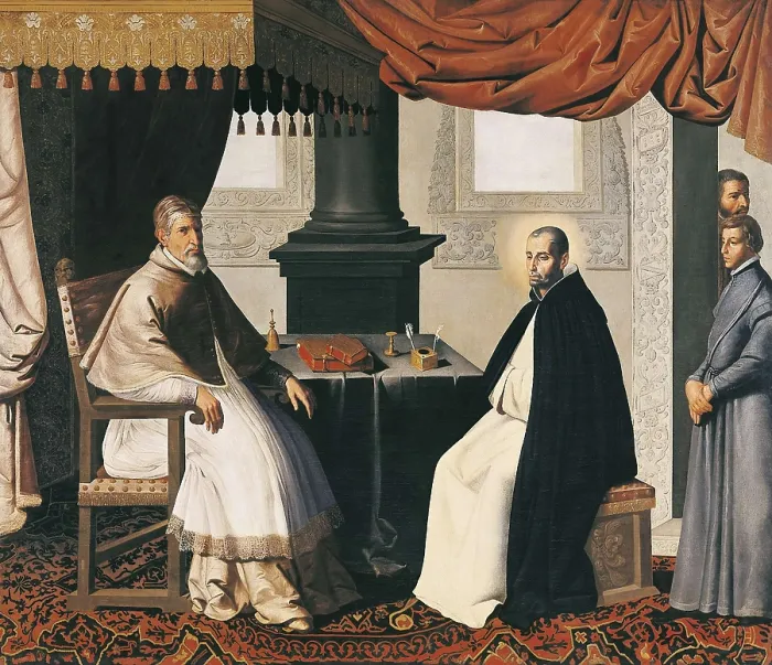 Framed Print : ZURBARAN, Francisco de (1598-1664). Saint Bruno and the Pope Urban II. 1630. Baroque art. Oil on canvas. SPAIN. Sevilla. Fine Arts Museum. AISA / Everett Collection**US SALES ONLY**