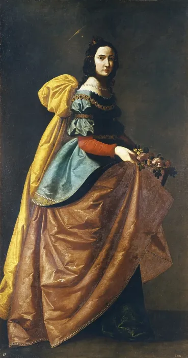 Framed Print : ZURBARAN, Francisco de (1598-1664). Saint Casilda. ca. 1640. St. Elizabeth of Portugal appears dressed with a lady's costum from the 17th century. Baroque art. Oil on canvas