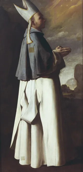 Framed Print : ZURBARAN, Francisco de (1598-1664). Saint Hugh, Bishop of Grenoble. SPAIN. CAdiz. Museo de CAdiz. Baroque art. Oil on canvas. - P