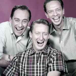 From left: Louis Nye, Tom Poston, Don Knotts, October 1958