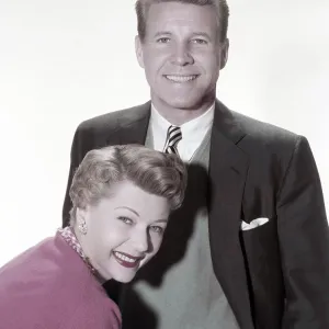 From left: Ozzie Nelson, Harriet Nelson, 1955