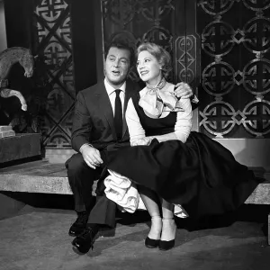 From left: Tony Martin, Dinah Shore, on stage at the Coconut Grove at the Los Angeles Ambassador Hotel, circa 1960s